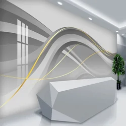 Custom 3D Photo Modern Luxury Line Grey Marble Wallpaper Hotel Hall Living Room TV Sofa Background Wall Decor Waterproof Murals