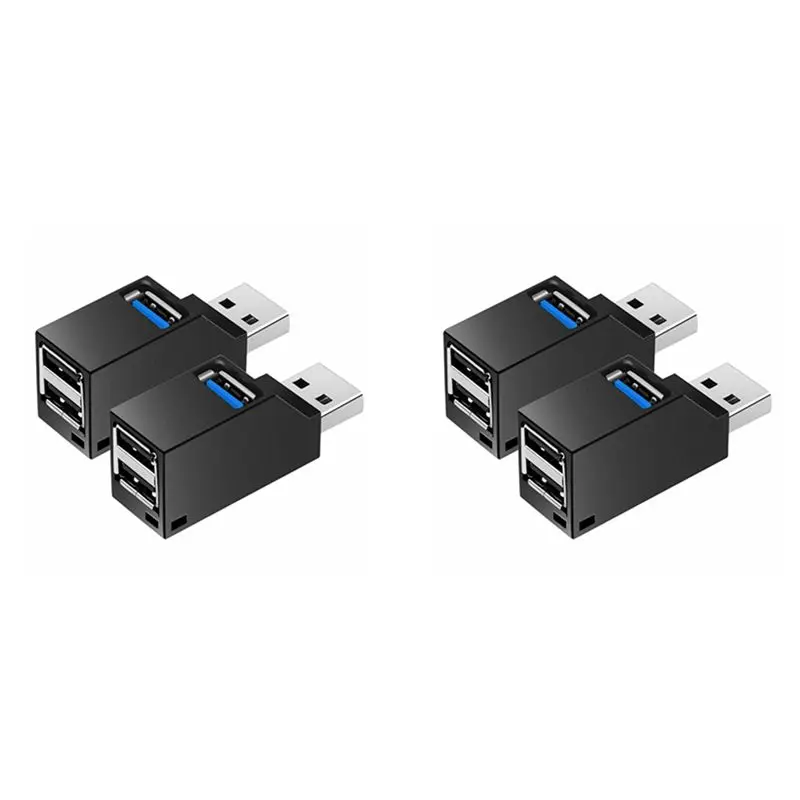 Leading-4 Pcs 3-Port USB Hub Mini USB3.0 High-Speed Hub Distributor Box For PC Notebook Computer U Disk Mobile Phone Card Reader