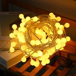 3M-22M EU Plug LED Ball Garland Lights Fairy String Waterproof Outdoor Lamp Christmas Holiday Wedding Party Lights Decoration