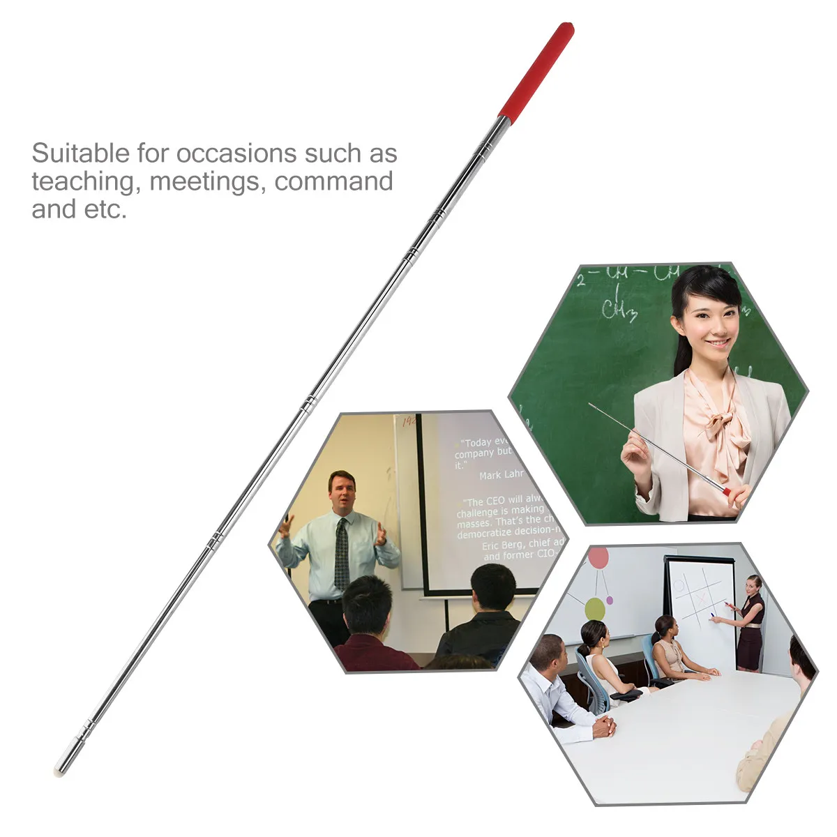 Extendable Hand Pointer 39 Inch Telescopic Retractable Pointer Sturdy Portable Classroom Whiteboard Presenter Handheld Presenter
