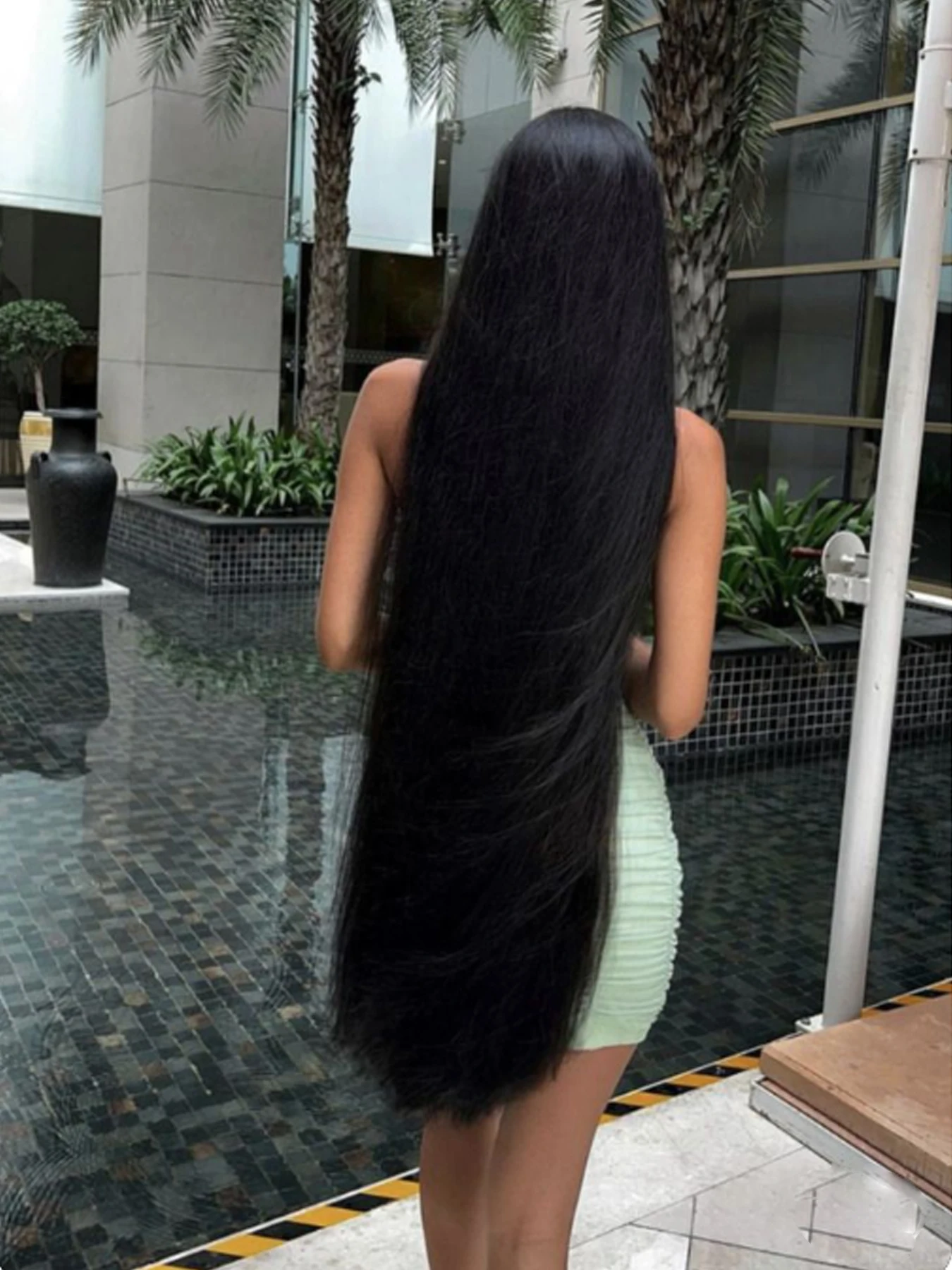 

Black approximately 40 inches 100cm natural long straight hair synthetic hair anime fashion costume cosplay wig Halloween wig