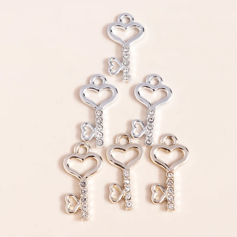 20 Stück 12x23mm Niedliche Kristall-Legierungs-Schlüsselanhänger für Schmuckherstellung, Halsketten, Ohrringe, Armbänder, DIY-Bastelzubehör ﻿ – Detail 6