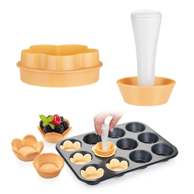 Kunststoff Gebäck Tamper Torte Shell Formen Torte Cutter Blume/Runde Teig Cookie Cutter Set Kuchen-Form für Muffin/cupcake