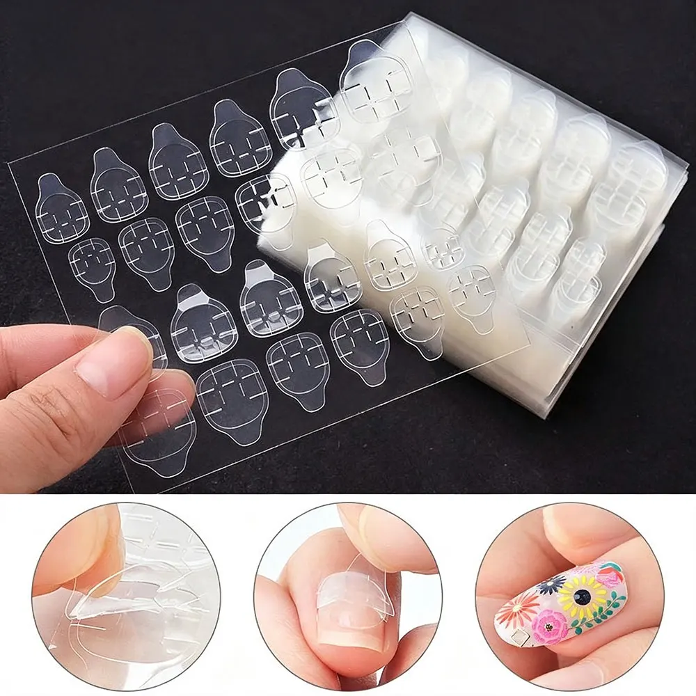 120pcs Glossy Black French Duck False Nails, Medium Tips
