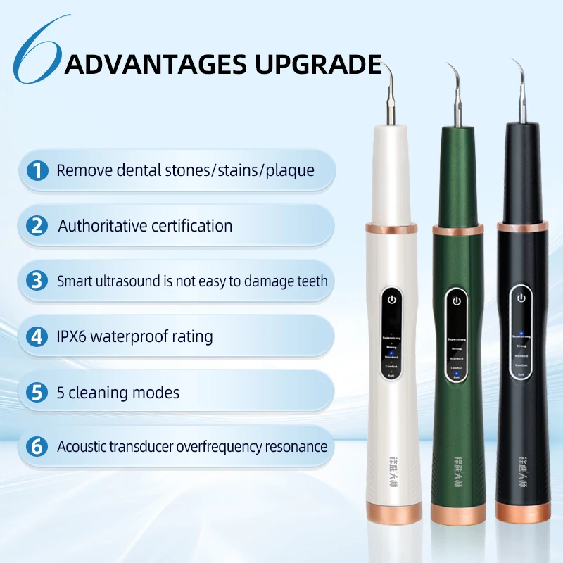 Ultrasonic Dental Scaler For Teeth Tartar Stain Tooth Calculus Remover Electric Sonic Teeth Plaque Cleaner Dental Stone Removal