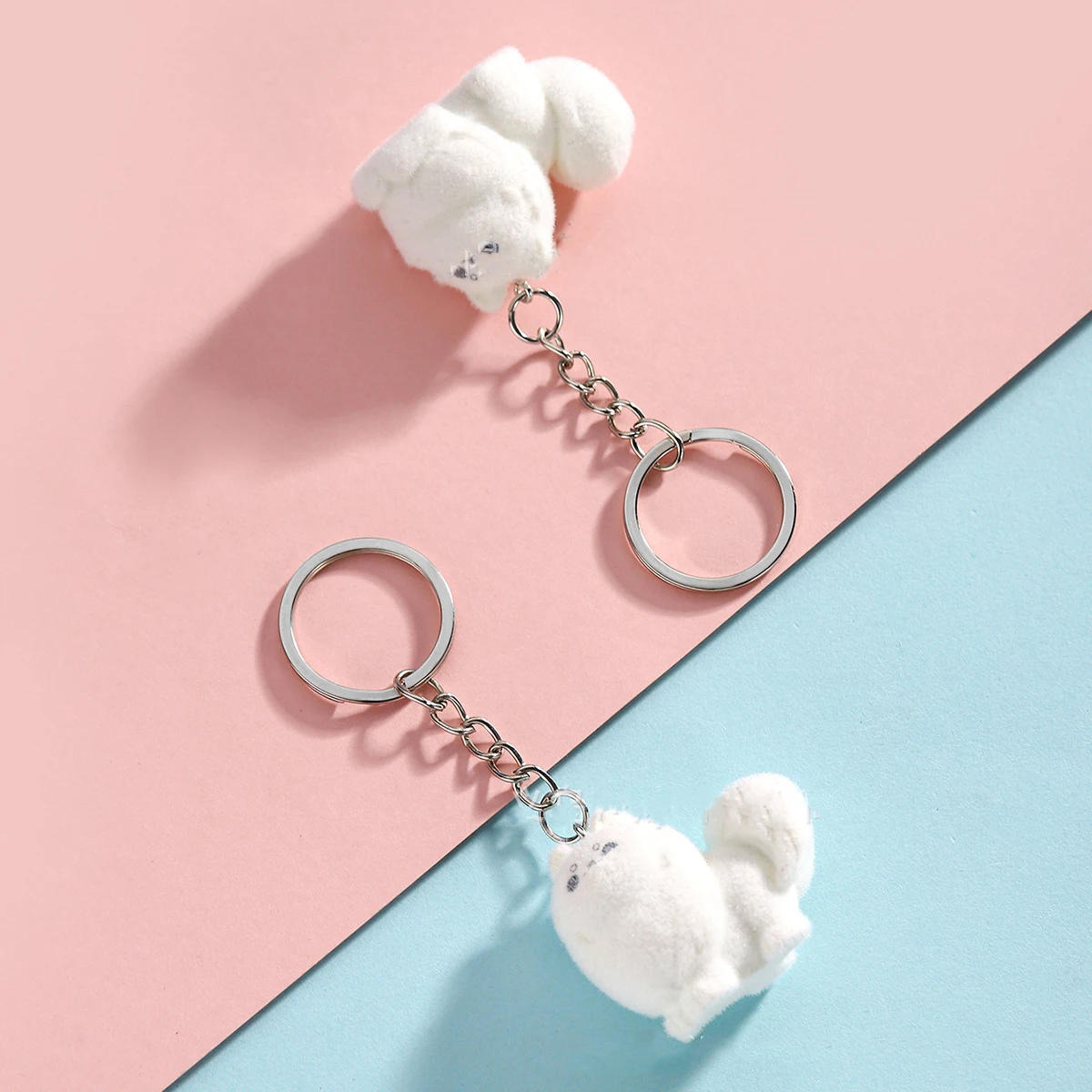 الكرتون ثلاثية الأبعاد يتدفقون الكذب الكلب المفاتيح لطيف الاستلقاء جرو الحيوان كيرينغ قلادة DIY بها بنفسك ظهره السحر حقيبة السيارة ديكور لعبة الهدايا