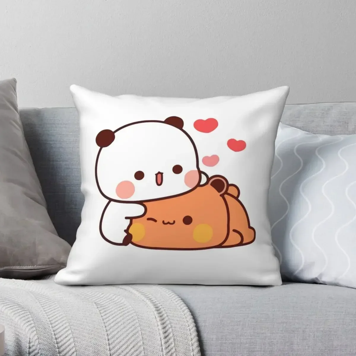 Panda Bear Bubu Dudu Pillowcase Cotton Velvet Creative Zip Decor Pillow Case Sofa Cushion Cover Pillow Cover 45x45cm 18x18Inch