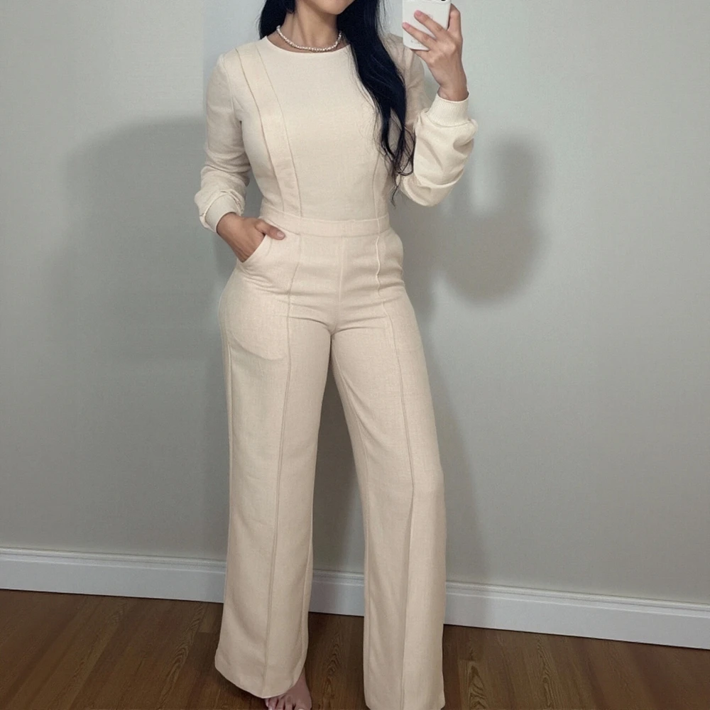 

Осень-зима, украшенные пуговицами, стильный комбинезон с капюшоном, женская нижняя одежда, длинные брюки