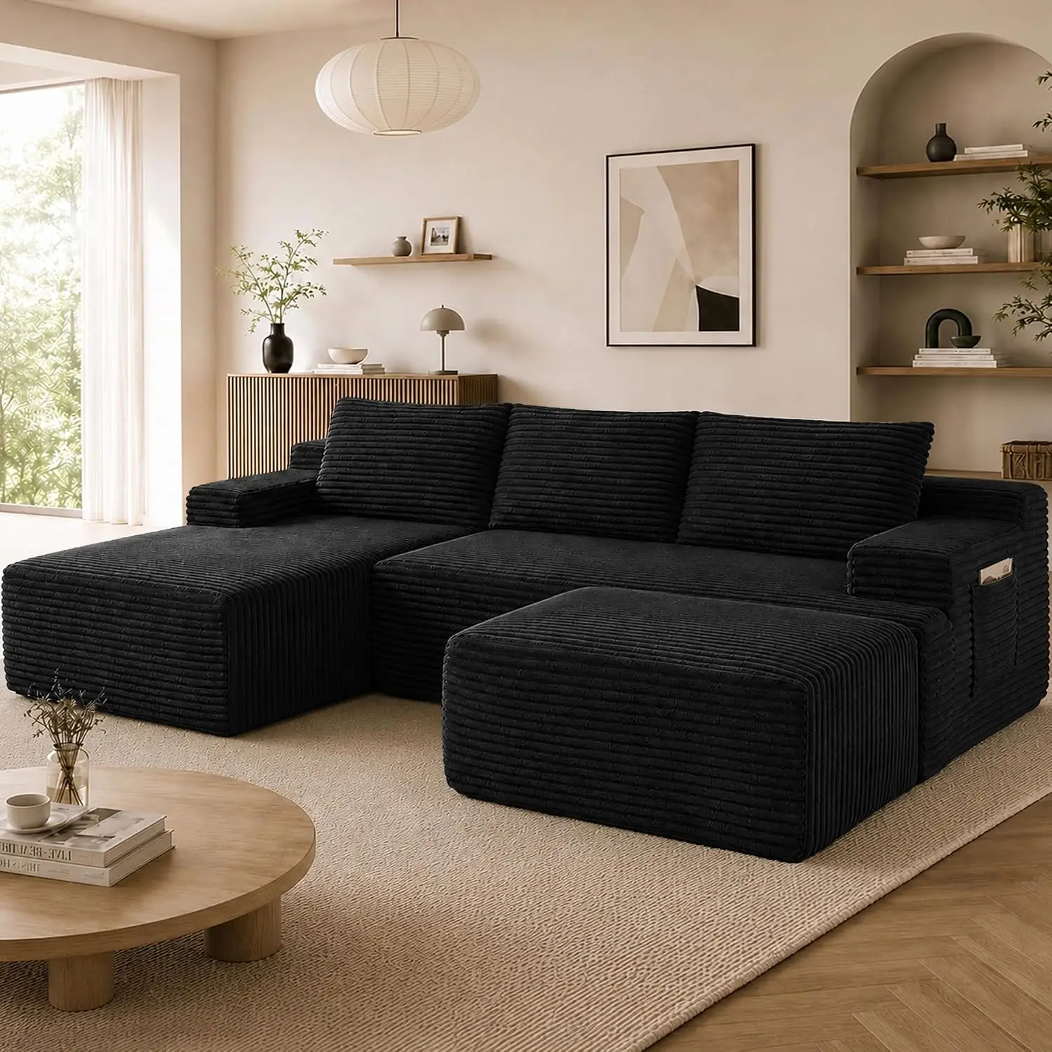Boneless Couch, Modular Sectional Couches for Living Room, U-Shaped Cloud Couch Sofa with Deep Seat, Fluffy, Customized