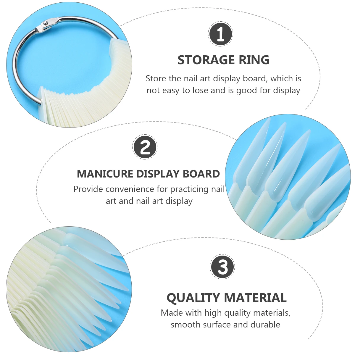 

160 Pcs Pointed Color Card Nail Display Board False Nails Tips Polish Salon Use Eco Plastic Durable Practical Long Term