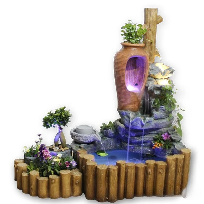 Pastoral fountain flowing water ornament, living room fish pond floor furniture