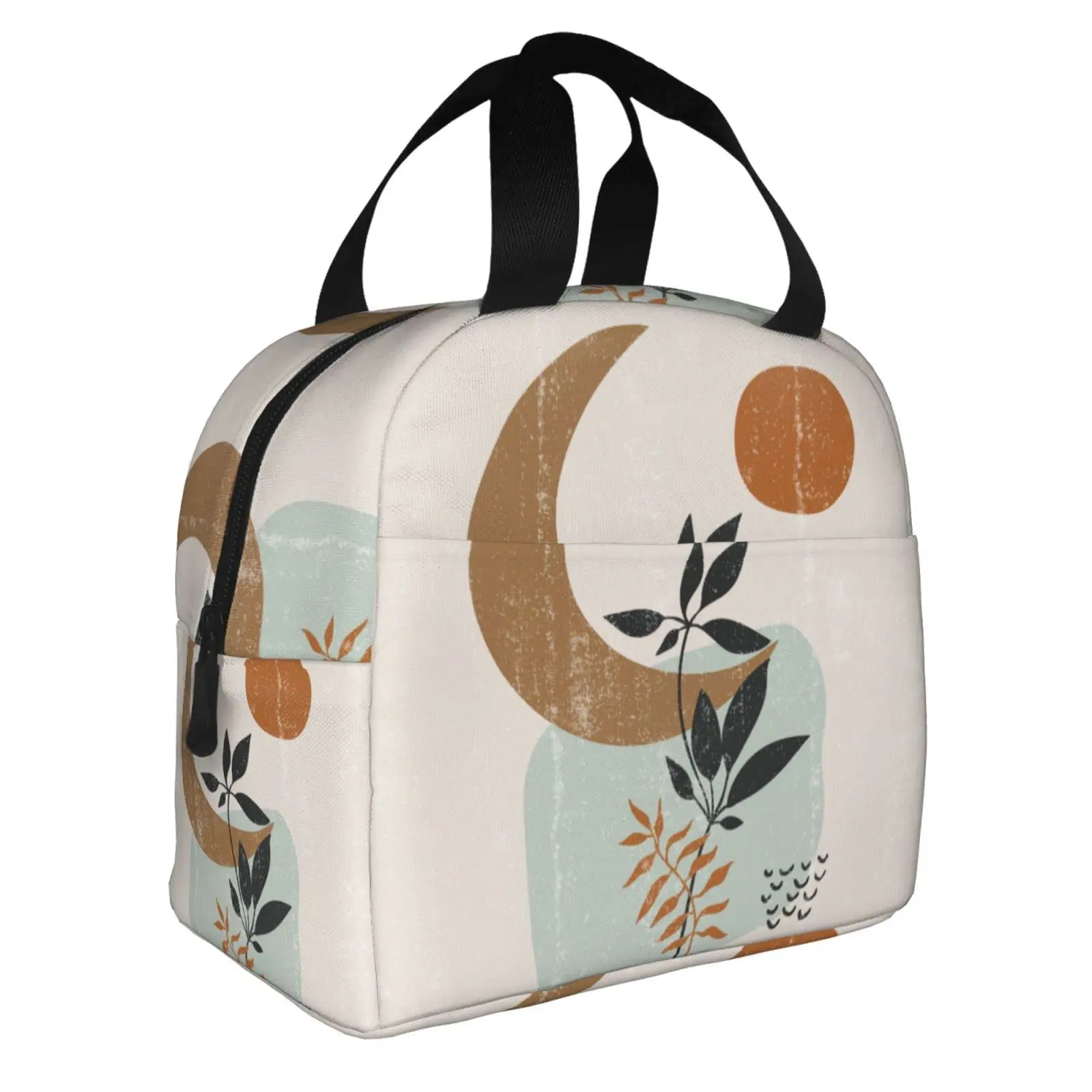 

Abstract Boho Minimalism Modern Insulated Lunch Bag For Women Reusable Lunch Box Container Waterproof Portable Cooler Thermal
