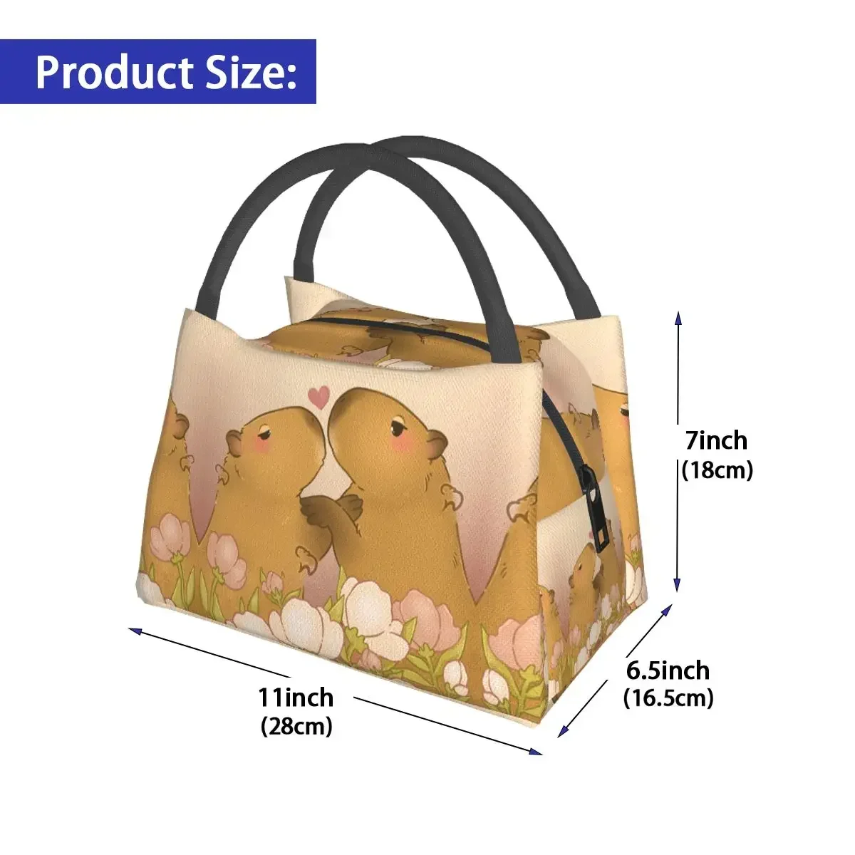 Cute Capybara Lunch Bag Cute Animals Casual Lunch Box For Women Travel Convenient Cooler Bag Print Thermal Tote Handbags