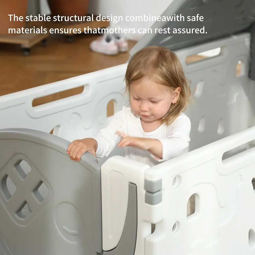 مركز أنشطة روضة الأطفال متعدد الألوان - منطقة لعب آمنة للاستخدام الداخلي/الخارجي (أبيض ورمادي) #4