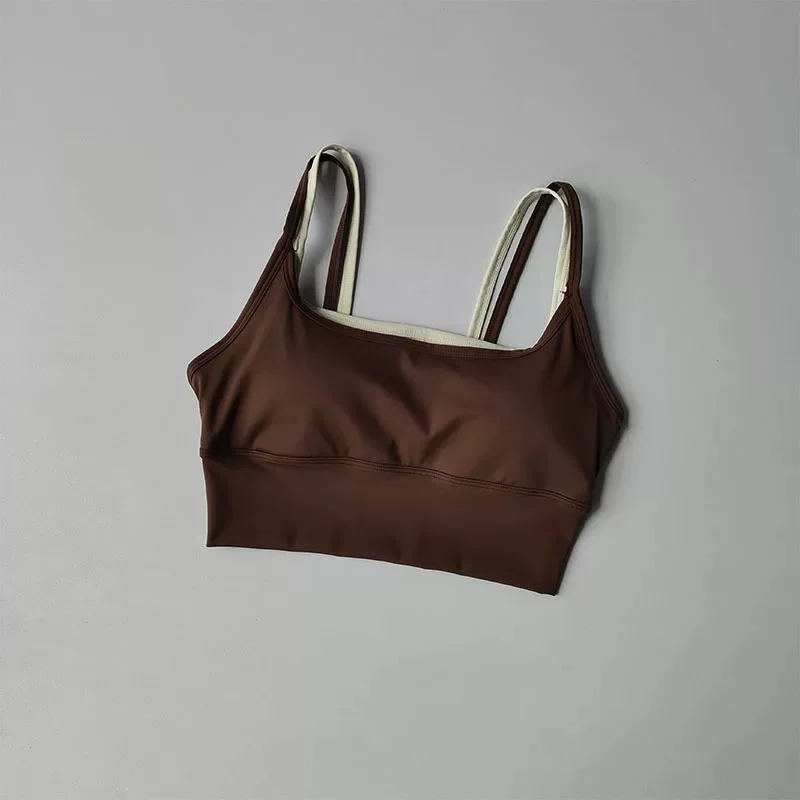 Sommer-Yoga-Sport-BH für Damen, Farbblockierung, stoßdämpfende, geraffte Brustgurte, schnell trocknende Anti-Durchhang-Weste – Detail 22