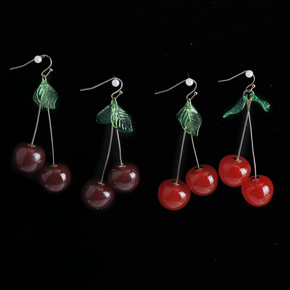 New Fashion Red Crystal Cherry Temperament Earrings For Women Personalized Party Jewelry Gifts