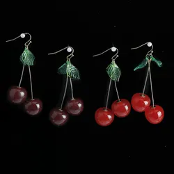New Fashion Red Crystal Cherry Temperament Earrings For Women Personalized Party Jewelry Gifts