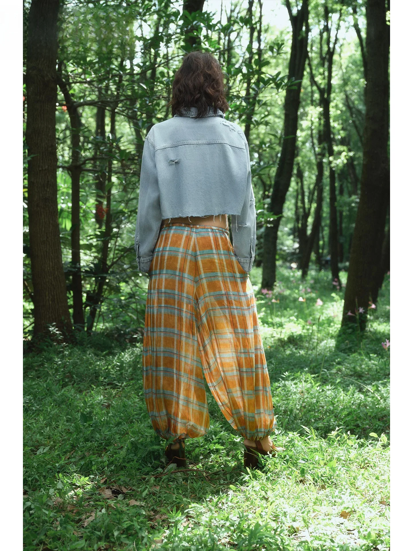 ZAPRHA 2025 Autunno Faion Plaid Midi Vita Lanterna Pantaloni Donna Sensazione allentata Pantaloni casual Donna Premium Pantaloni casual