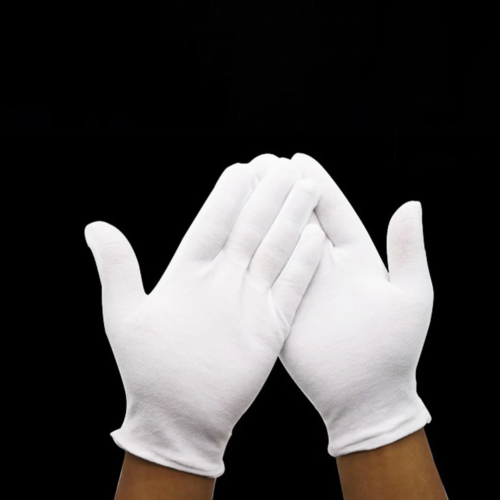

12 Pairs Pure Cotton Labor Protection Gloves White Comfortable Hand Gloves for Gardening Cleaning Lightweight