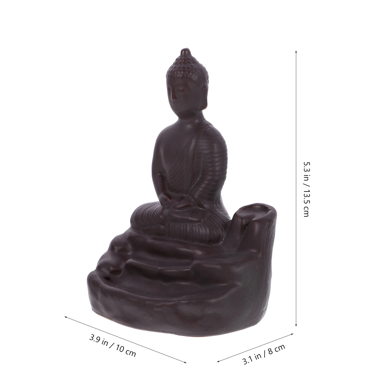 

1Pcs Buddha Decor Backflow Incense Burner Ceramic Censer Black for Aroma Therapy Meditation Yoga Home Office Relaxation