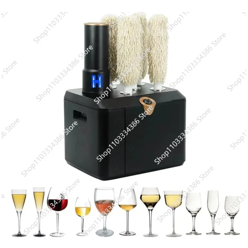 Electric Commercial Kitchen Machine Glassware Polishing Washer Wiping Wine Glass Cup Dryer Polisher Brushes