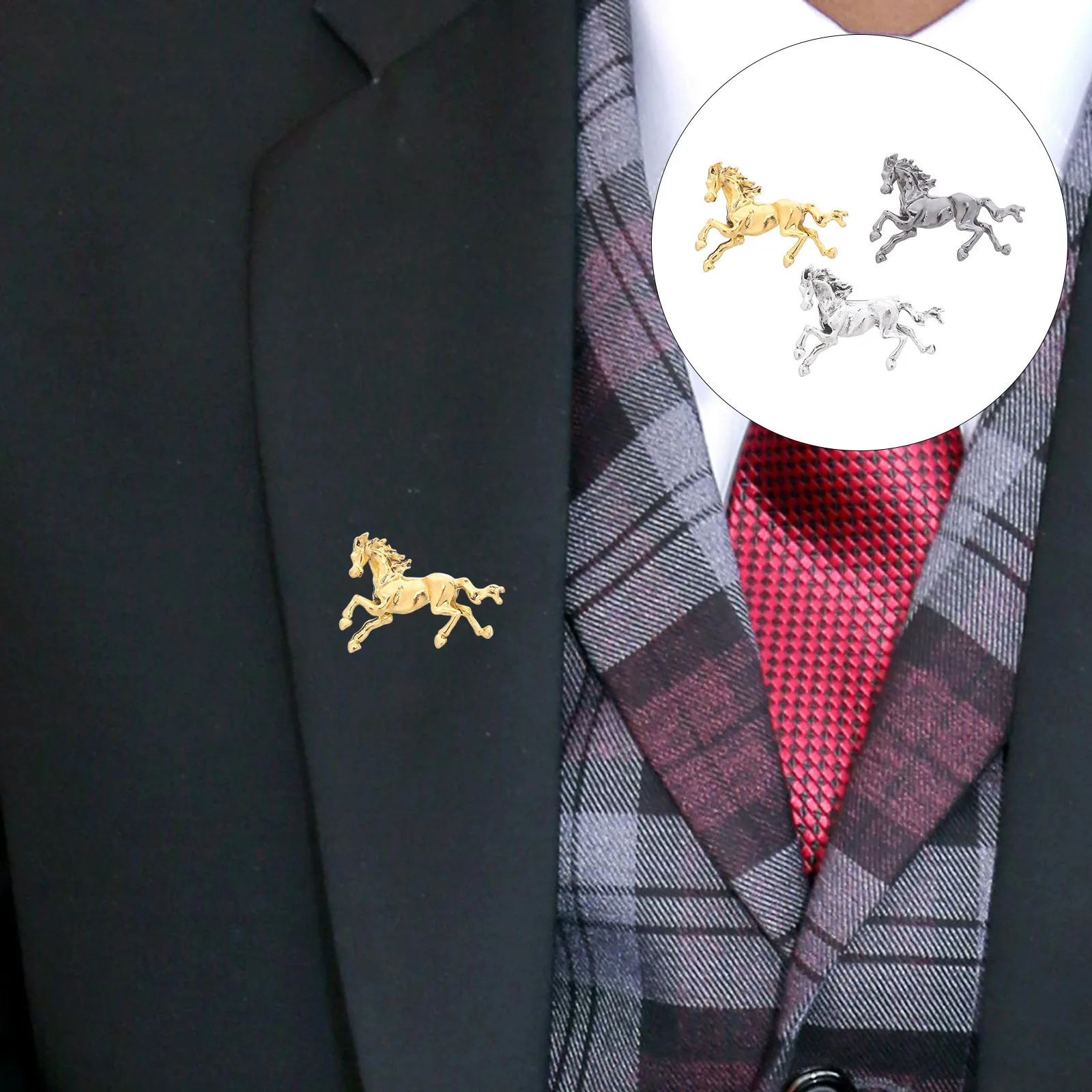 

3pcs Horse Brooch Pin For Women Men Vintage Enamel Zodiac Lapel Pin Chinese New Year Year Of The Horse Jewelry Christmas