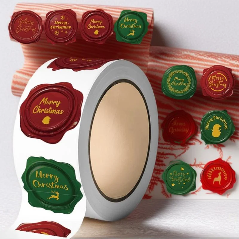 [YU]500개 메리 크리스마스 스티커 1인치 원형 크리스마스 태그 스티커 어린이 선물 베이킹 패키지 봉투 문구 장식용