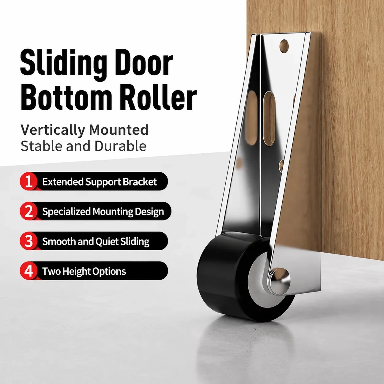 Heavy Duty Sliding Door Pulley Wheel Caster with Silent Nylon Rubber Roller for Door Sag Support - view 3