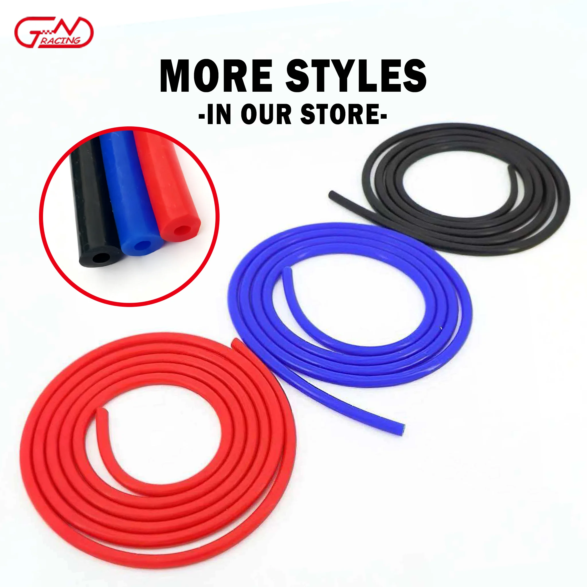Red Inner Diameter 3mm, 4mm, 5mm, 6mm, 7mm，Car Vacuum Line Silicone Hose Auto Intercooler Line Pipe Tube 1/3/5 Meter