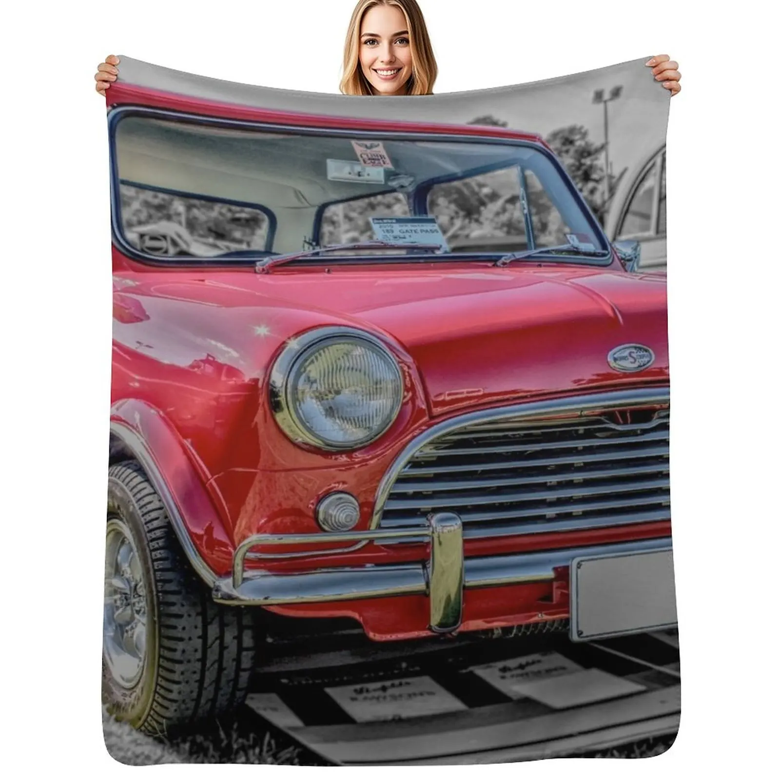 

Red Morris Mini Cooper S Throw Blanket Retros for winter anime Summer Beddings Blankets