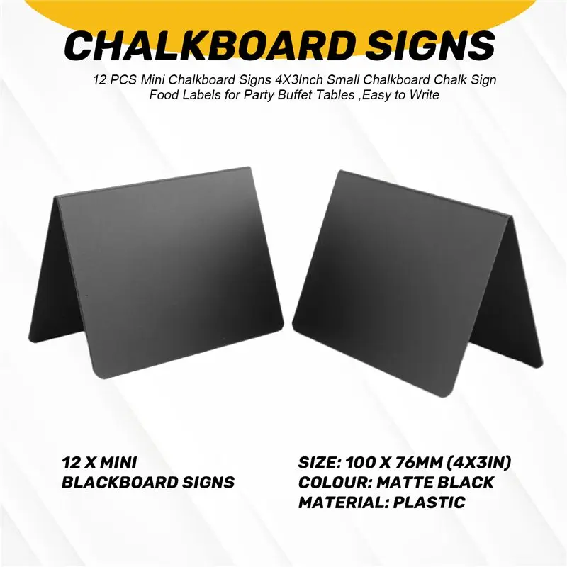 AED5-12 PCS Mini Chalkboard Signs 4X3inch Small Chalkboard Chalk Sign Food Labels For Party Buffet Tables ,Easy To Write