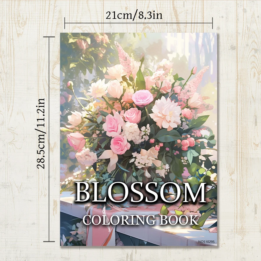 Blossom Adult Coloring Book - 8.3x 11.2 Inch 22 Page Coloring Book - Helps Reduce Stress and Ease Emotions