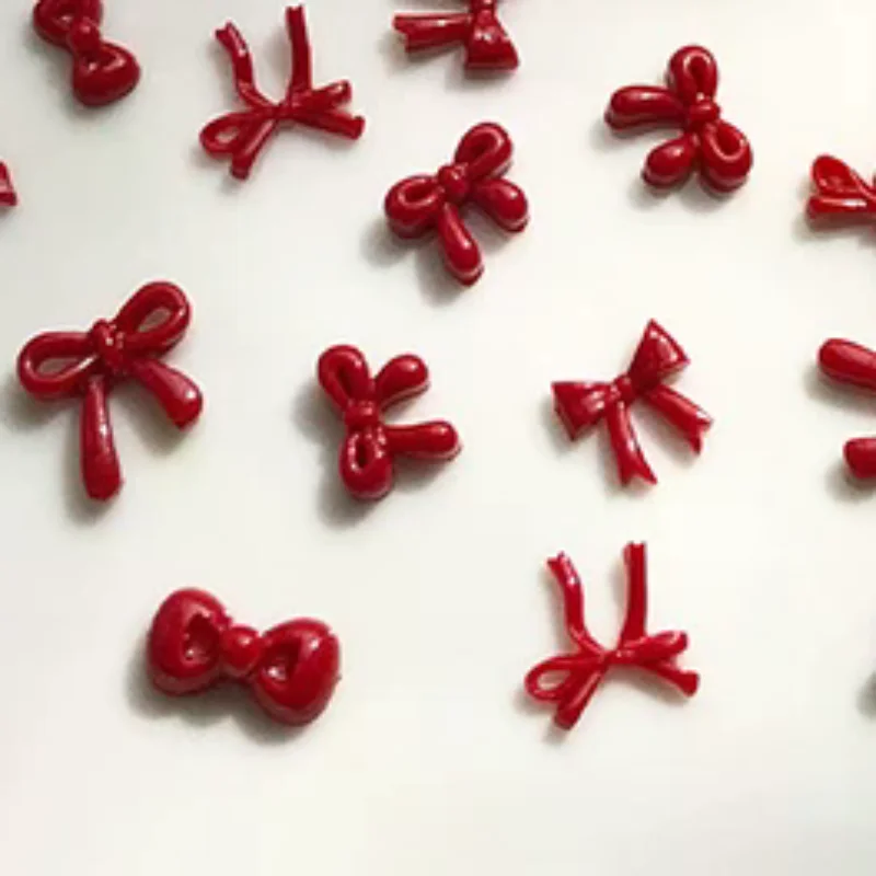 100PCS 3D Nail Art Rode Strik Charms Levert Kawaii Accessoires Hars Voor Nagels Decorastion Product Manicure Decor Materialen Tool