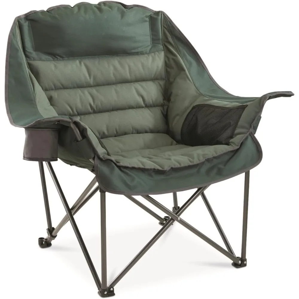 

Oversized Extra Large Padded Camping Chair, Portable, Folding, Large Camp Lounge Beach Chairs Outdoor, Adults, Men Women