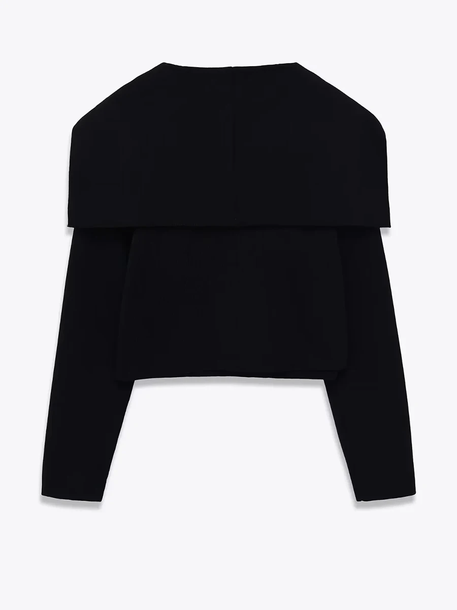 Twotwinstyle preto elegante estilo casual camisola para mulheres lapela mangas compridas emendado duplo breasted cardigans casaco feminino novo