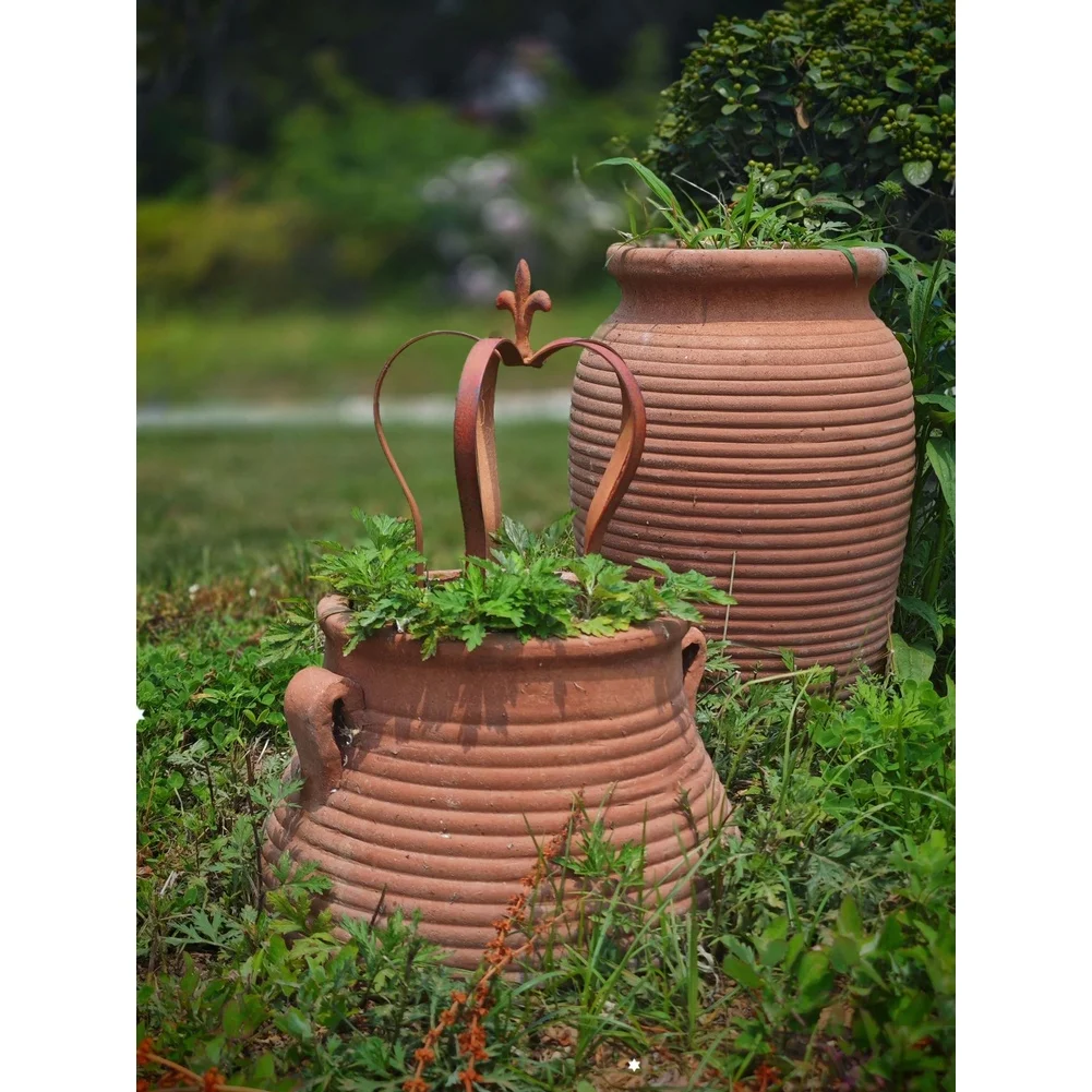 

Outdoor Garden Rustic Crown Plant Stand Outdoor Plant Stand Iron Construction Handcrafted Weathered Look Vintage Aesthetic