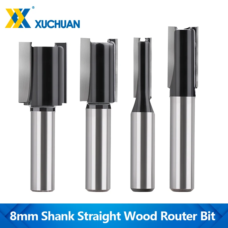 

XUCHUAN 8mm Shank 2 Flutes Straight Wood Router Bit For Woodworking Tools Cleaning Bottom Router Bit Milling Cutter End Mill