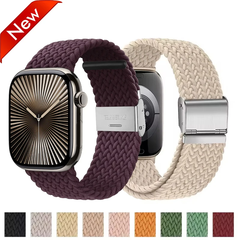 

Эластичные ремешки для Apple Watch 10, ремешок 46 мм, 42 мм, ультра 2, 49 мм, 45 мм, 40 41 44 мм, плетеный браслет Correa iWatch series 9 8 se 6 7 5