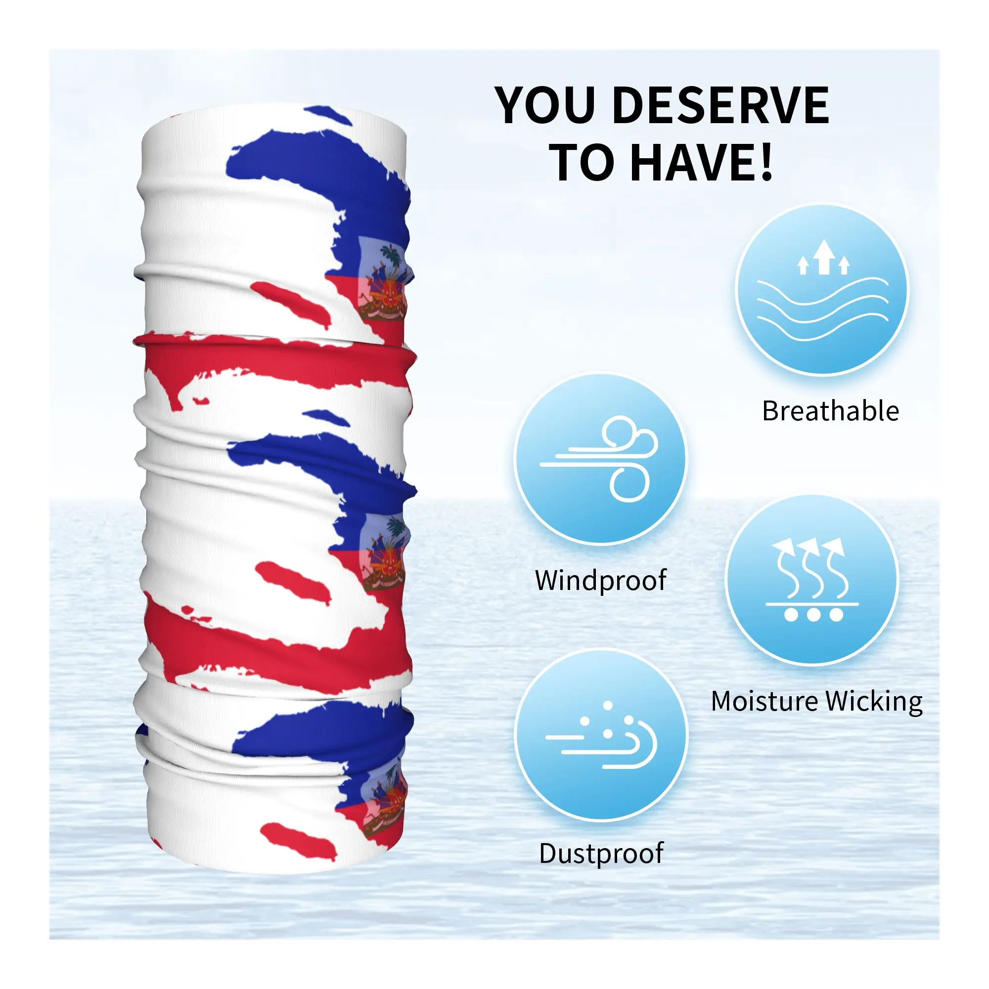 Haiti Flag Balaclava Outdoor Sports  Cycling Mask Anti-UV Soft Motorcycle Face Cover Mask Spring Cool Neck Gaiter view 6