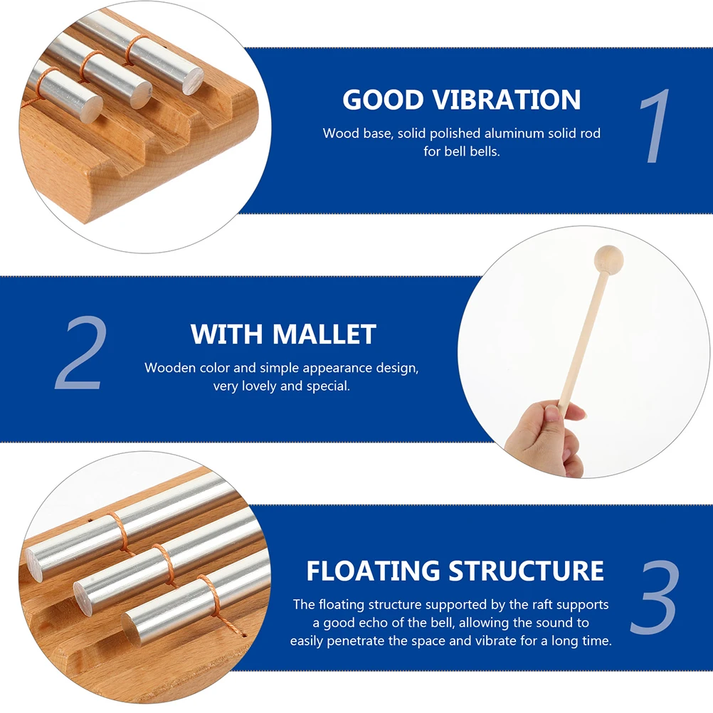 

2 Pcs Orff Instrument Wind Chime Percussion Bell Mallets Music Musical Toy Kid Wood Chimes Kids Instruments