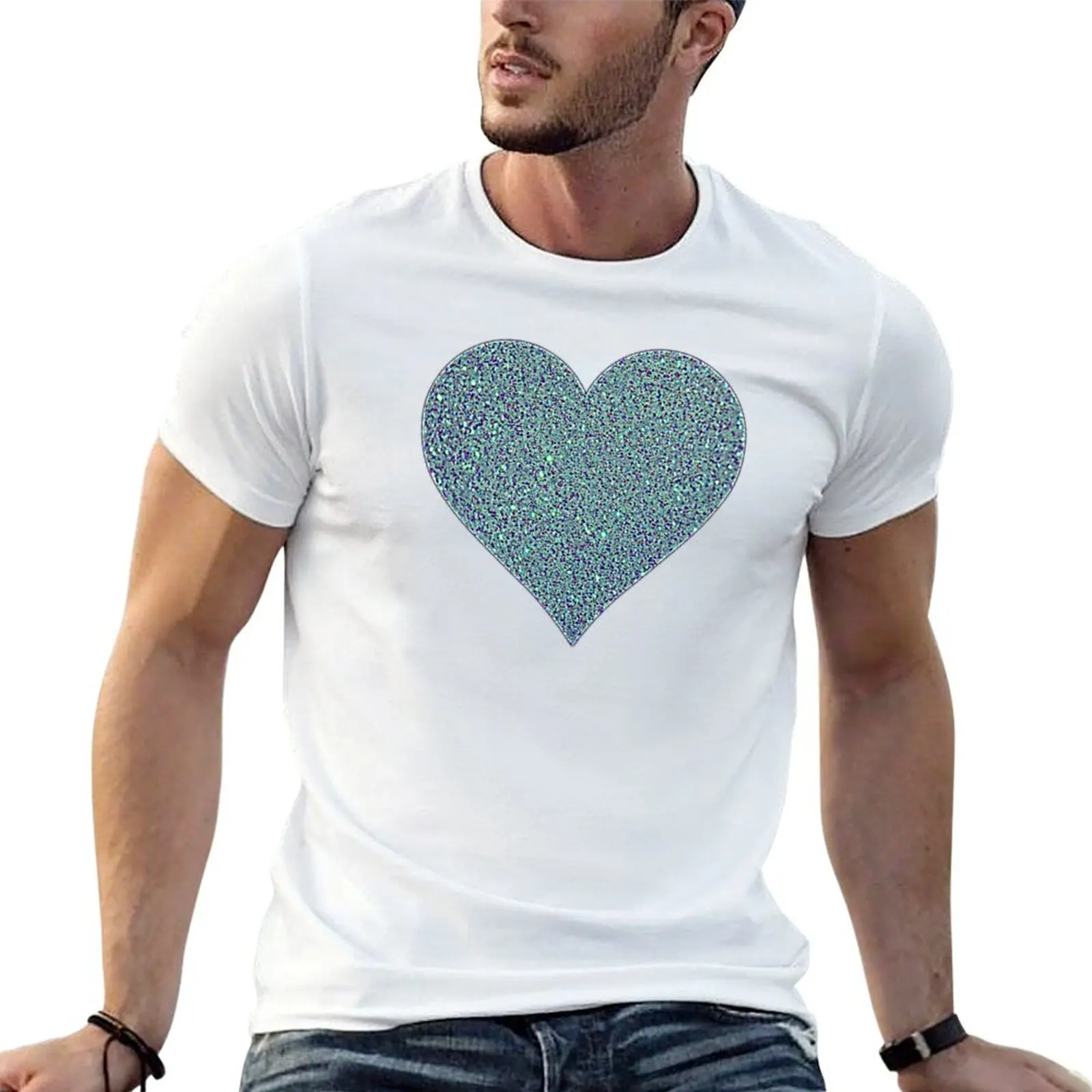 Macro Glitter Heart T-Shirt oversized graphic tee new gifts and t-shirts plain t shirts men