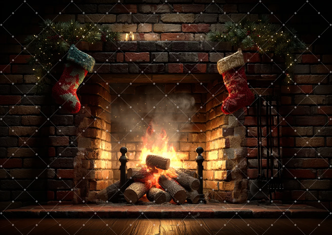 Latar Belakang Perapian Natal untuk Fotografi Perapian yang Sedang Terbakar Natal Tahun Baru Musim Dingin Dekorasi Pesta Keluarga Latar Belakang Studio Foto