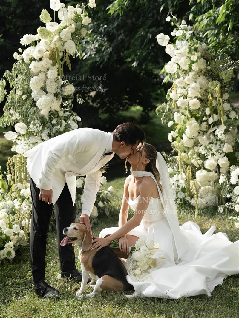SSYTENS ชุดแต่งงานที่ไม่มีสายหนังหรูหราผู้หญิงนางเงือกชุดเจ้าสาวพลเรือนแขนกุดโบฮีเมียนโบดาสที่กำหนดเองชุดเจ้าสาว