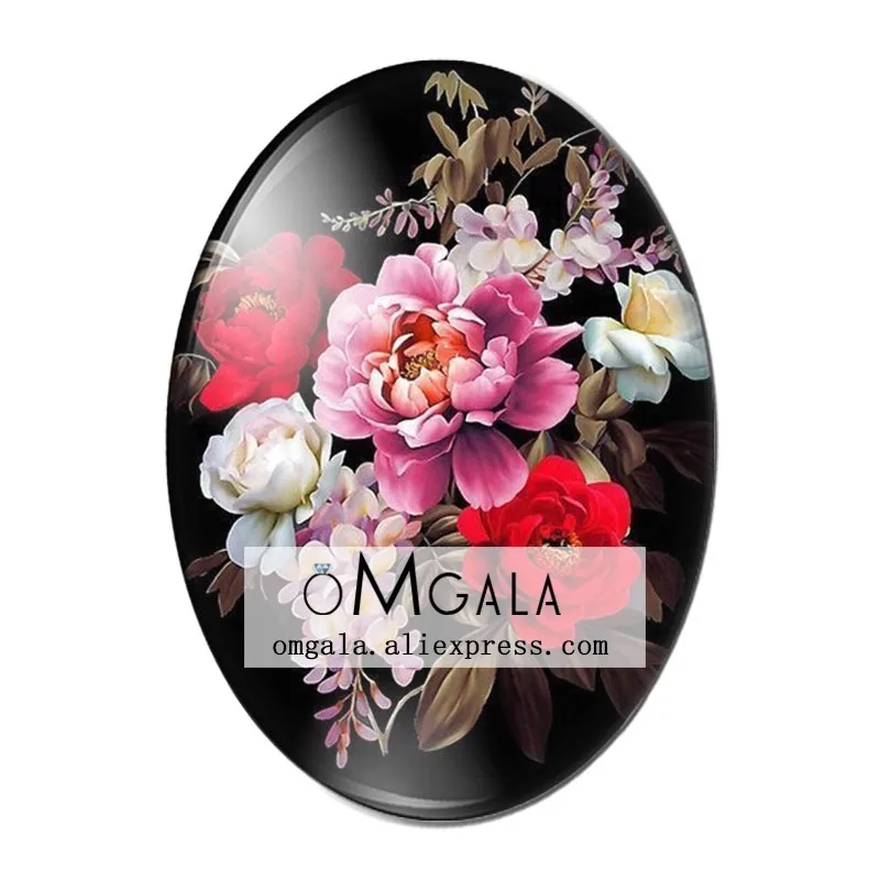 Beauty Vintage Flowers Rose Daisy 10pcs 13x18mm/18x25mm/30x40mm Oval photo glass cabochon demo flat back Making findings