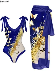 Neuer 2024 Vintage-Bikini für Damen, einteiliger Badeanzug, Bademode, Rock, rückenfrei, Strandkleid, Designer-Badeanzug, Surfwear, Strandmode