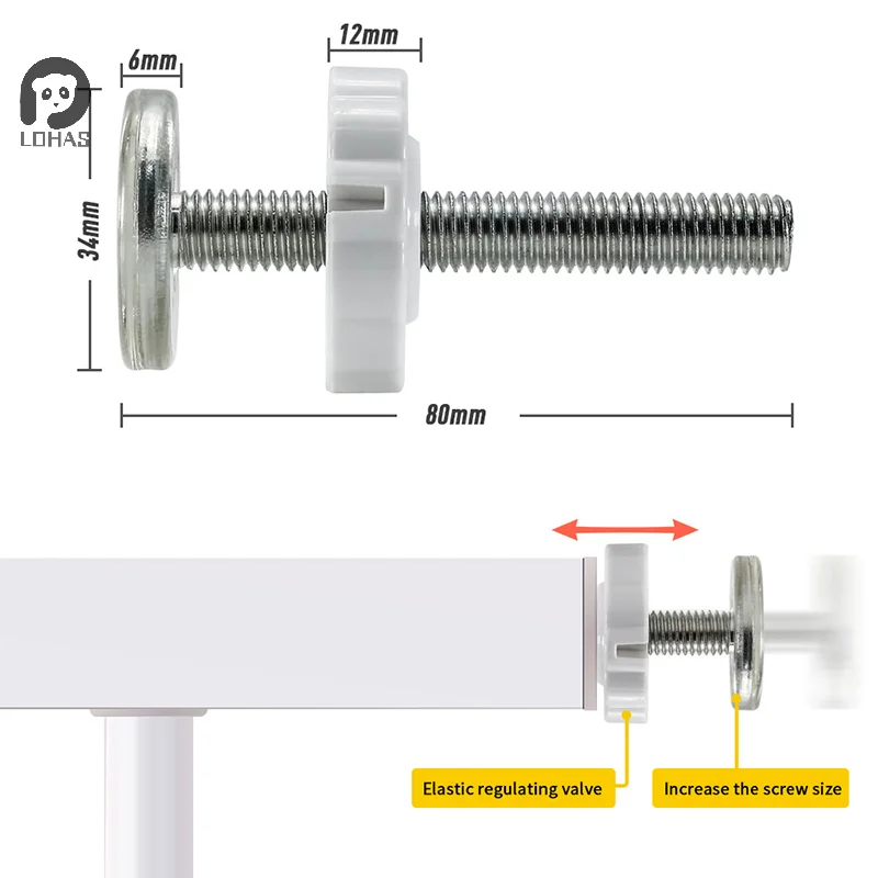 1/4 قطعة الأبيض M8 M10 طقم قطع غيار بوابة الطفل الضغط صالح المغزل مسامير الربط لبوابات السلامة