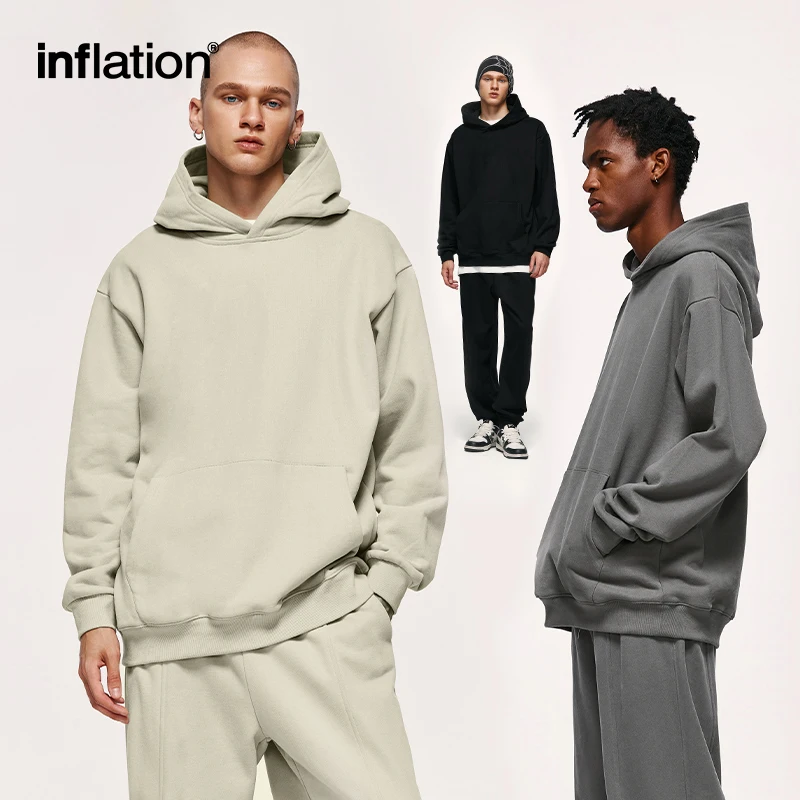 INFLATION 460gsm Heavyweight Premium Hoodies Unisex Multiple Colors Cotton Oversized Streetwear Plain Hoodies