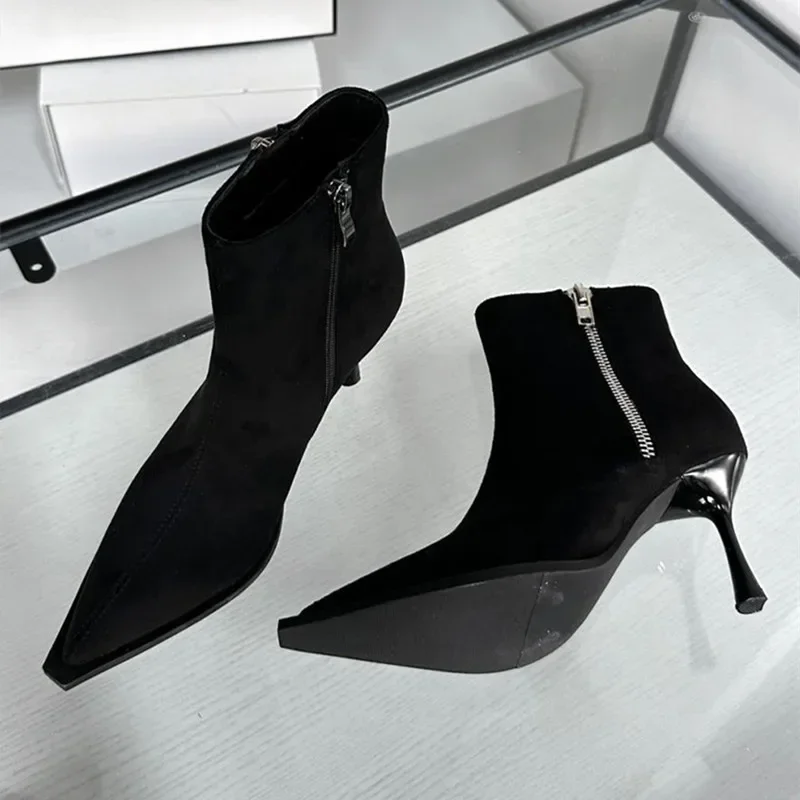 Sexy scarpe a punta sottili tacchi alti stivali da donna 2025 autunno inverno eleganti stivaletti per le donne Botas Altas in pelle di alta qualità