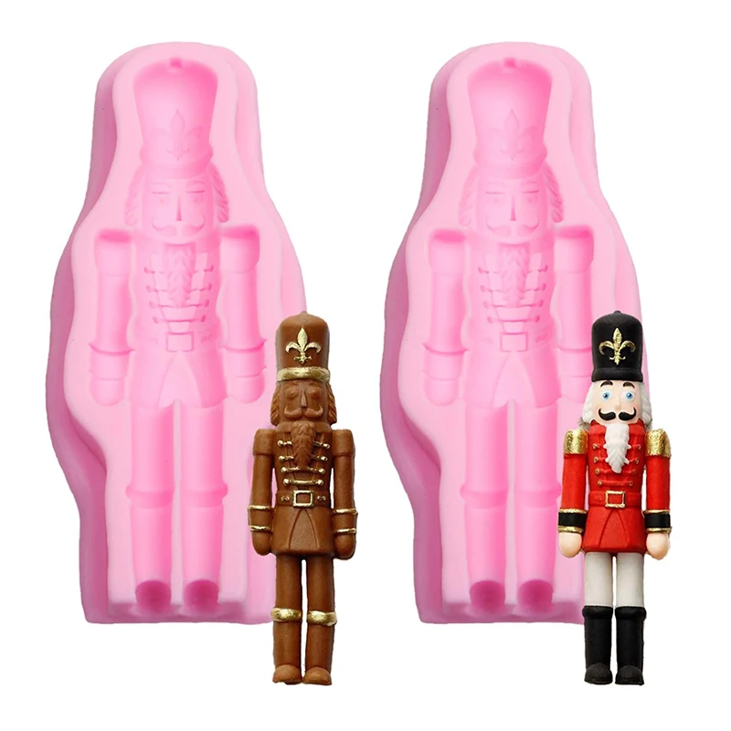 Nussknacker Soldat Fondant Silikonform Weihnachten Backen Schokoladenform für Kuchen Dekoration Süßigkeiten Dessert Kaugummi Paste Zucker Werkzeug