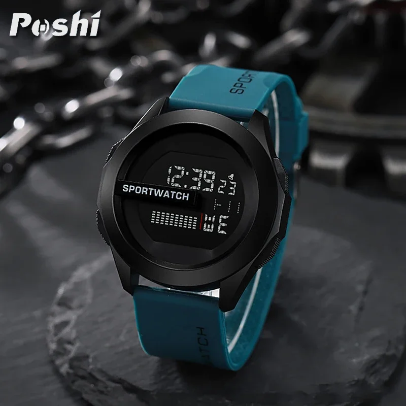 POSHI Sport Watch for Man Luxury Digital Wristwatch Stopwatch Luminous with Date Week Original Waterproof Clock free shipping